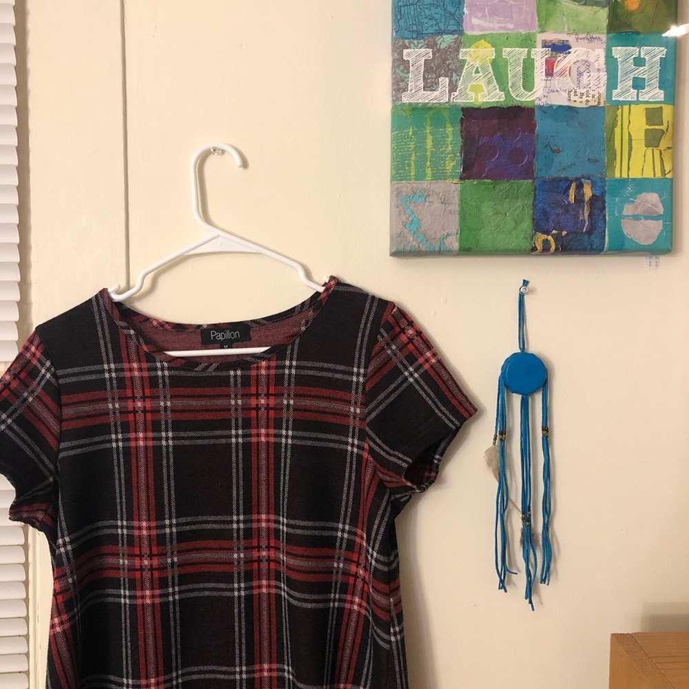 Black & Red Plaid Sweater Dress